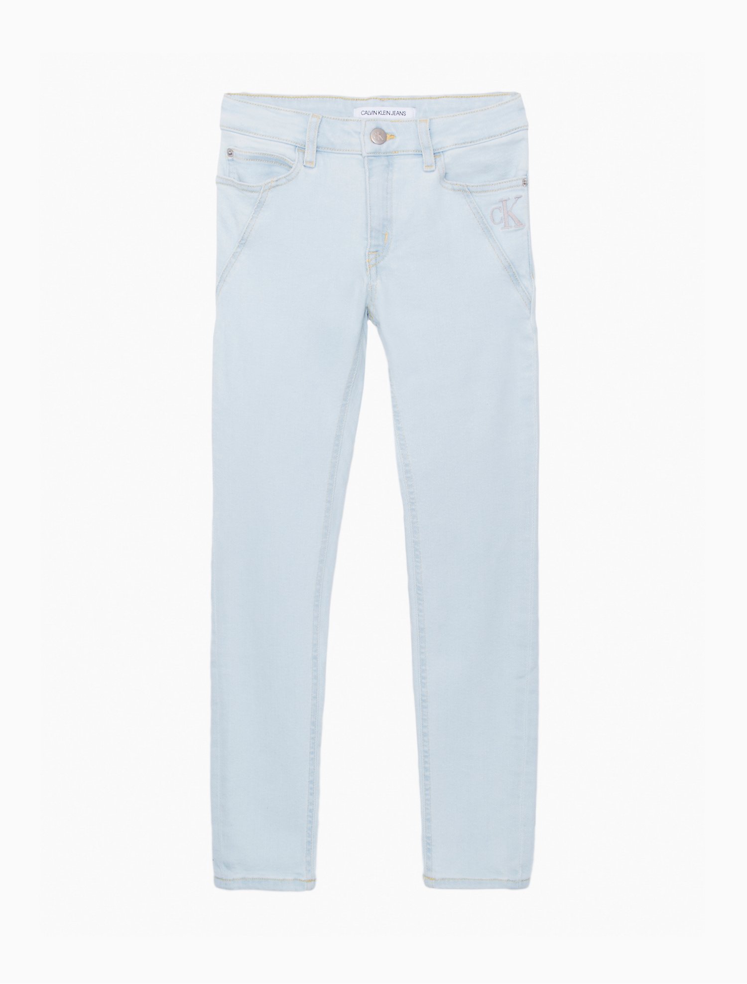 Girls Light Wash Embroidered Skinny Jeans