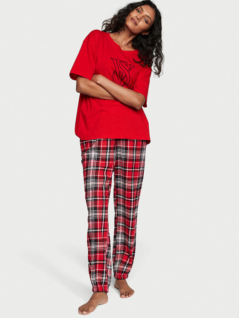 Jogger (Pantalon De Detente) Victoria's Secret The Flannel - Taille S - Imprimé Point Gris - Neuf Avec Étiquette